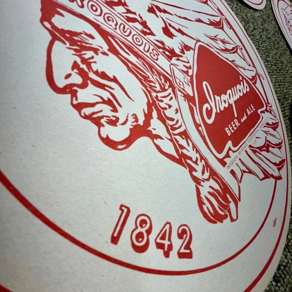 Vintage 1955 Iroquois Beer and Ale Advertising Sign/Oversized Coaster Buffalo NY